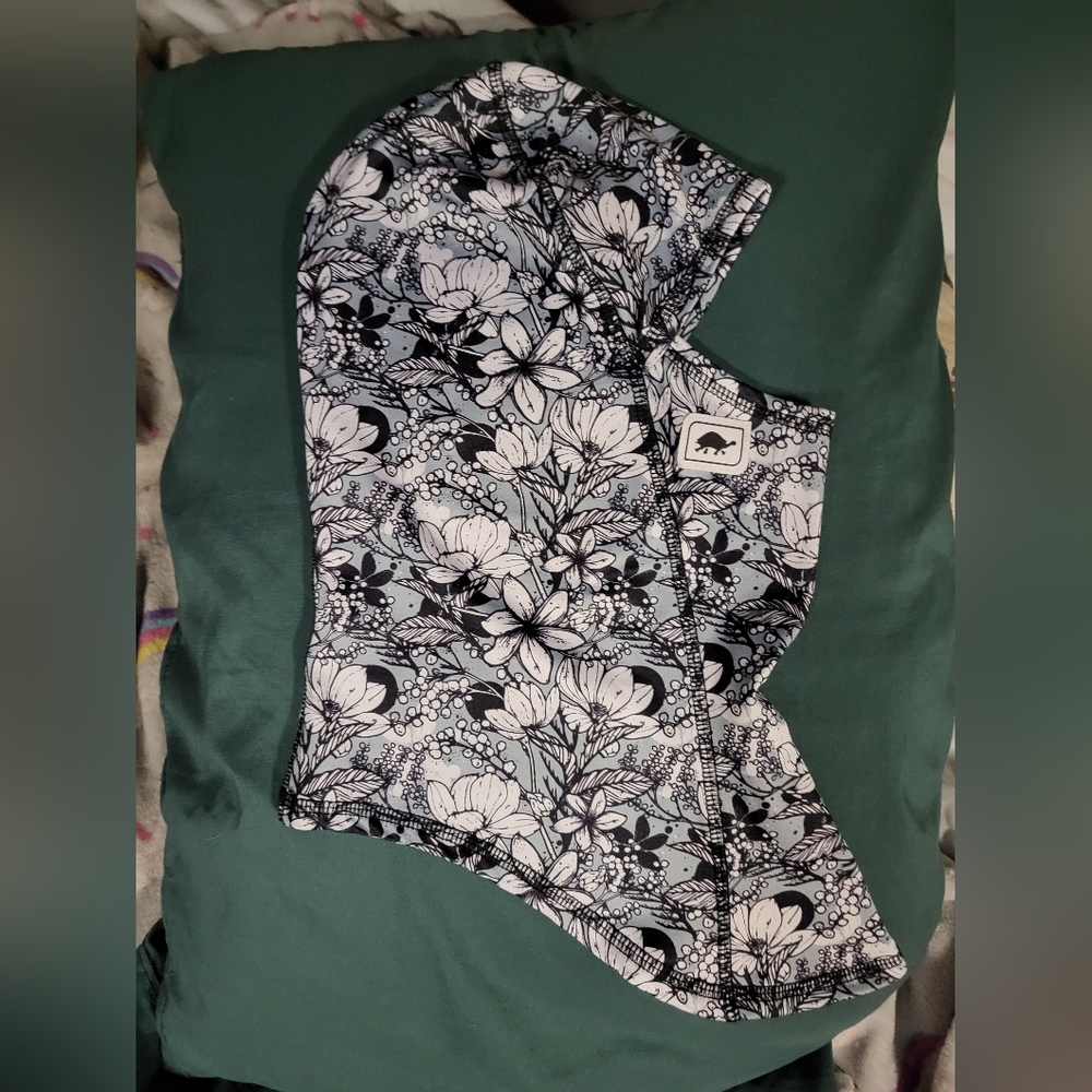 Monochrome Floral Hooded Scarf